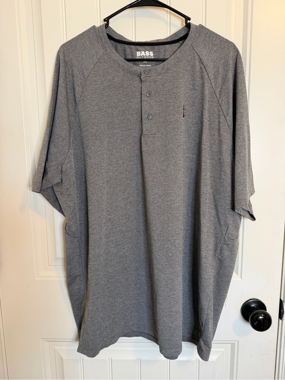 Bass Outdoor Men's Grey Henley Performance Shirt